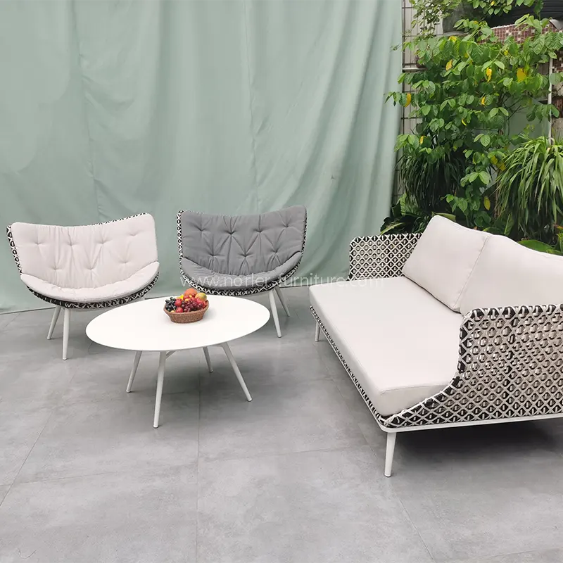 Matibay na aluminyo haluang metal na pulbos na pinahiran na frame pe rattan sofa