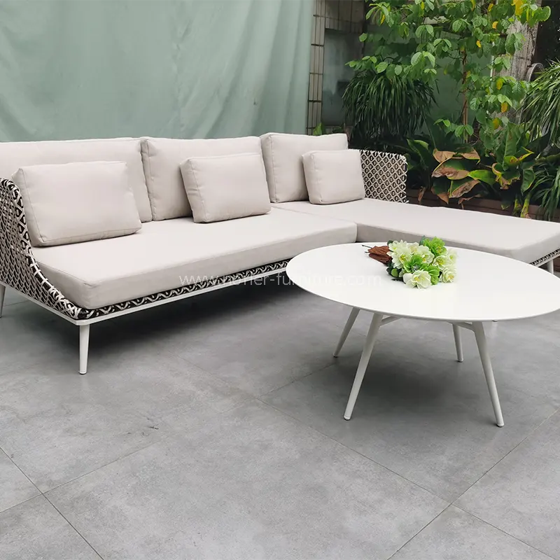 Matibay na aluminyo haluang metal na pulbos na pinahiran na frame pe rattan sofa