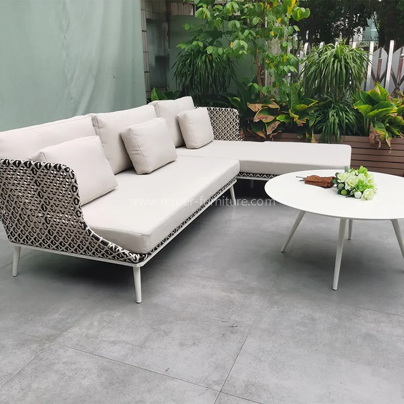 Matibay na aluminyo haluang metal na pulbos na pinahiran na frame pe rattan sofa