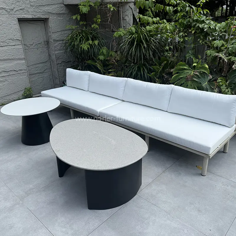 Mataas na kalidad na frame ng aluminyo brushed kahoy na butil sa labas ng sofa