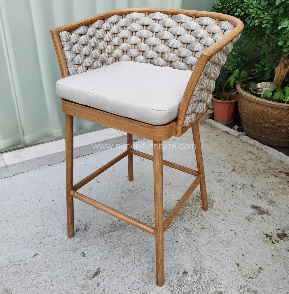 Outdoor Beach Aluminum Brushed Wood Grain Bar Set