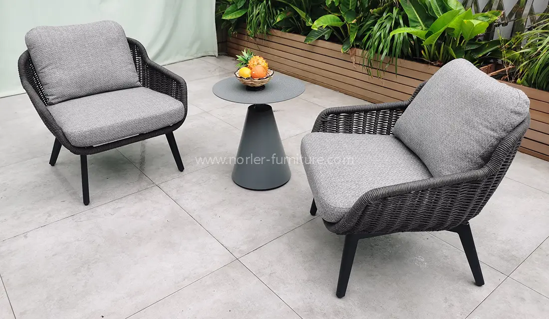 Outdoor Balcony Hand-Woven Rope Table And Chairs