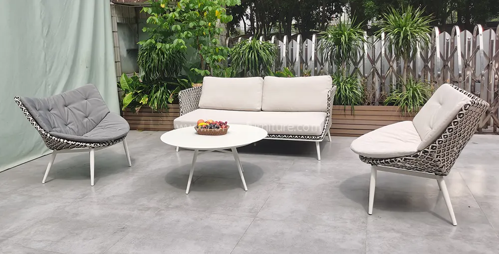 Durable Aluminum Alloy Powder Coated Frame PE Rattan Sofa