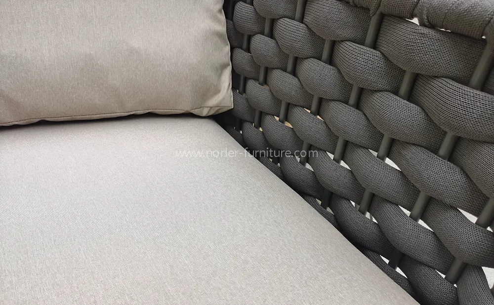 Modern L-shaped Teak Wood base Aluminum Frame Outdoor Sofa