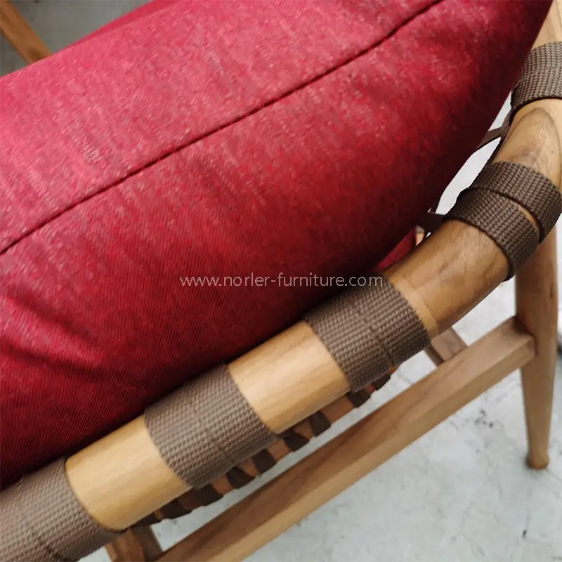 High-End Outdoor Teak Wood Frame Woven Belt Dining Set