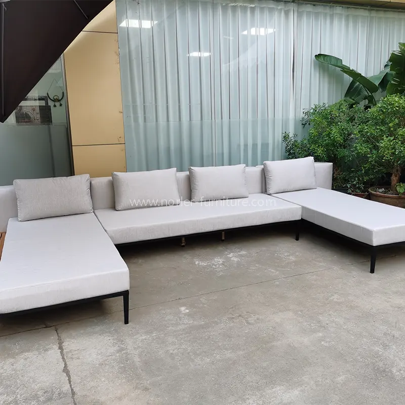 Leisure aluminyo frame teak wood base panlabas na sofa