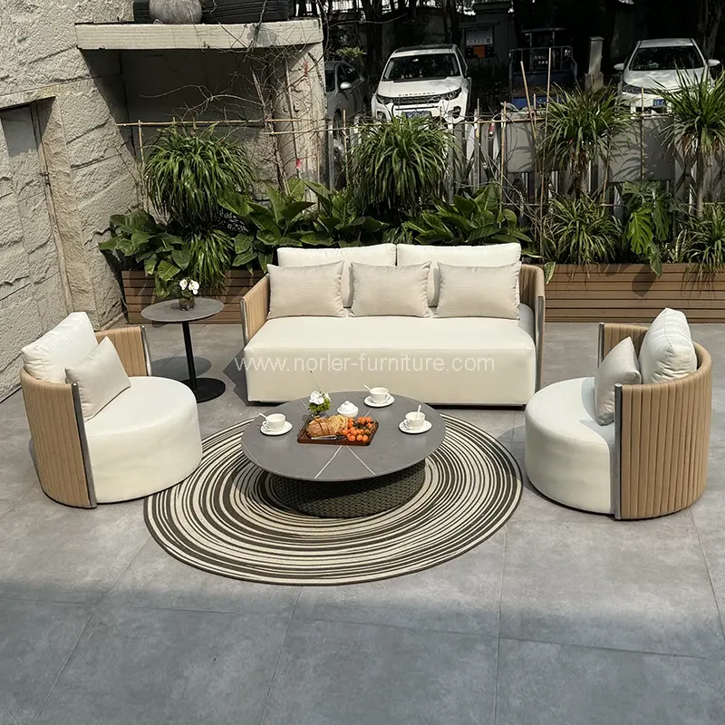 Modernong panlabas na lubid aluminyo frame sofa