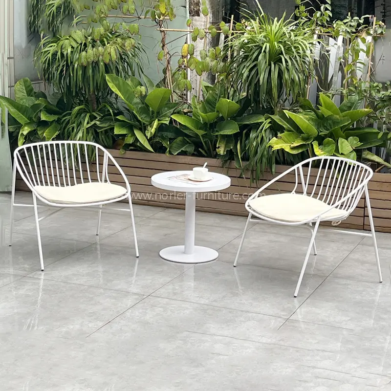 Modernong panlabas na puting aluminyo frame balkonahe hardin set
