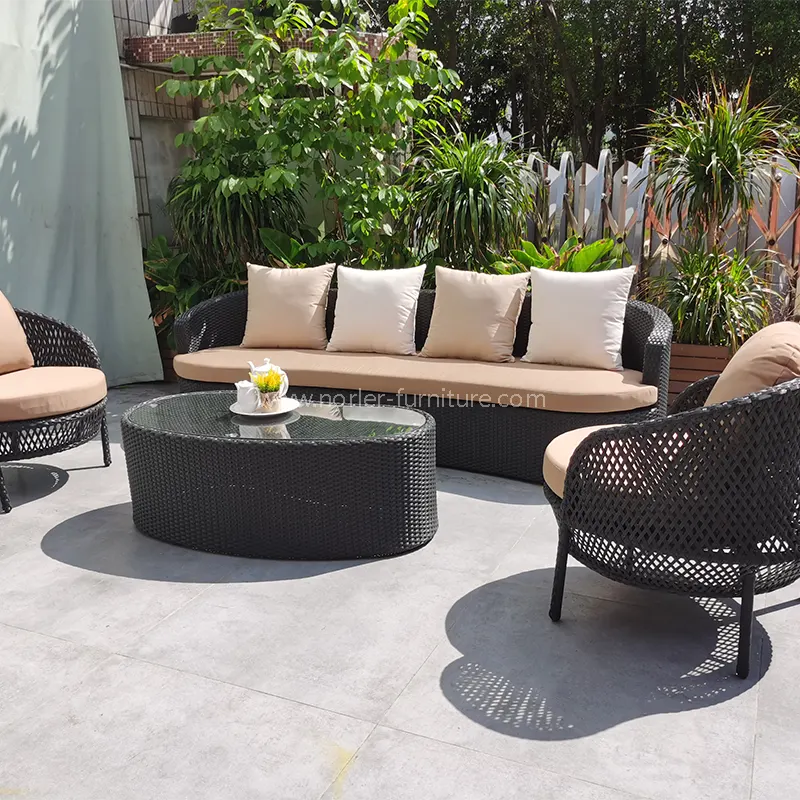 Modernong pe rattan courtyard balkonahe panlabas na sofa