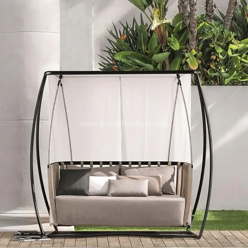 Outdoor aluminyo frame lubid adumbrate swing chair