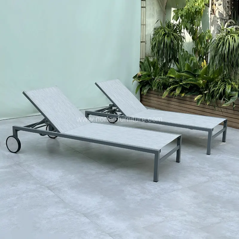 Panlabas na aluminyo frame na may gulong sun lounger