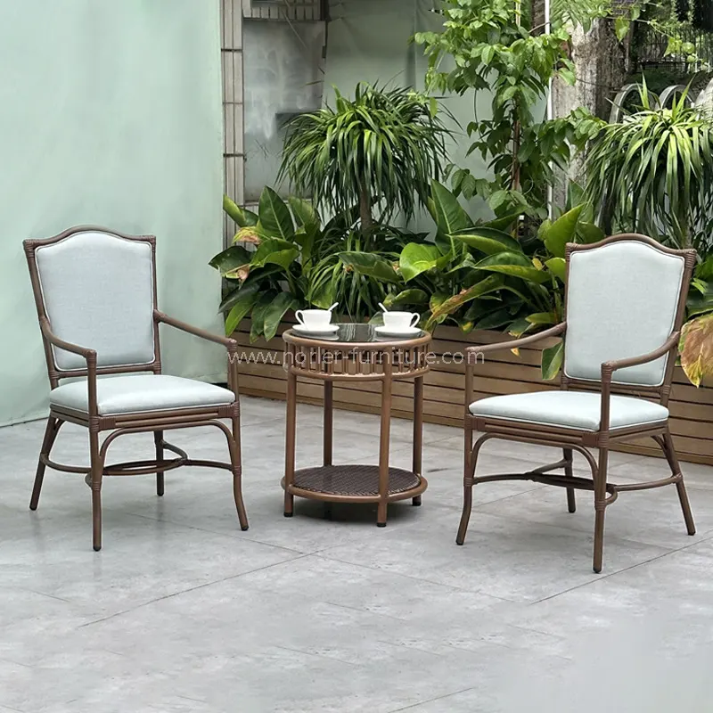 Panlabas na aluminyo kahoy na butil pe rattan balkonahe set