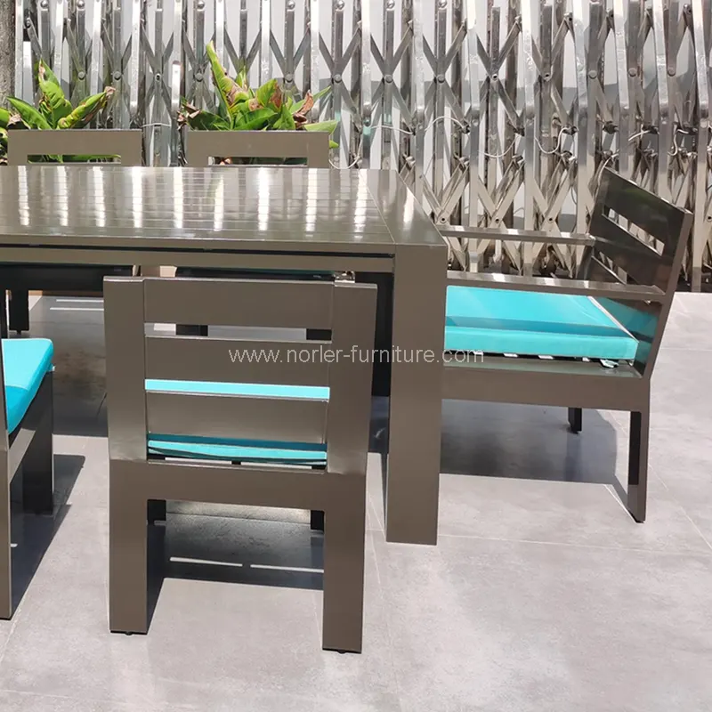 Panlabas na luxury aluminyo frame na set ng kainan
