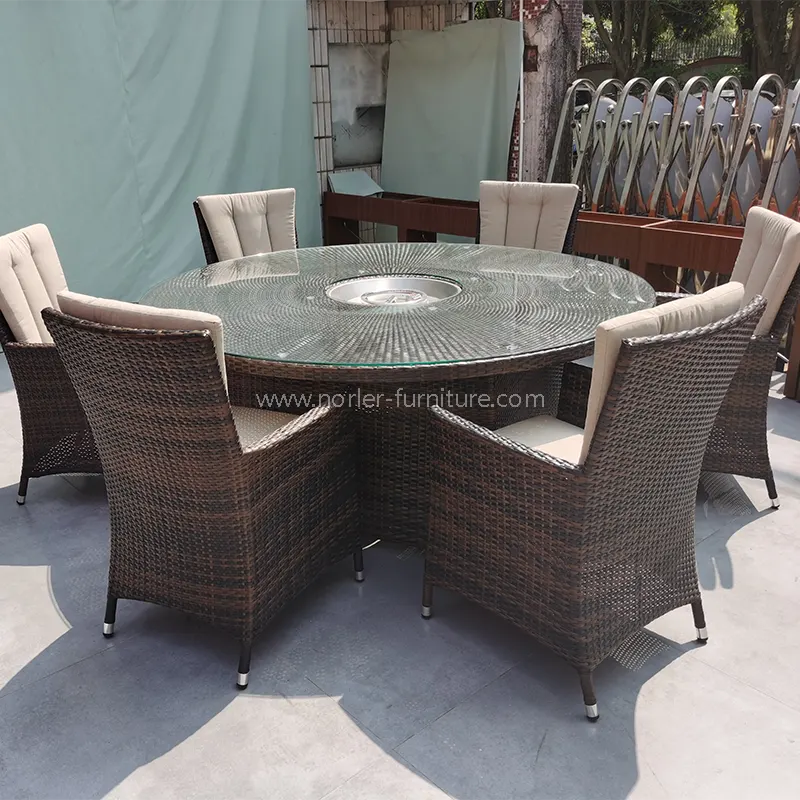 Panlabas na modernong aluminyo frame pe rattan dining set
