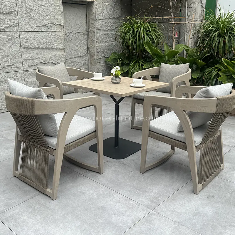 Panlabas na Square Coffee Table Balcony Set