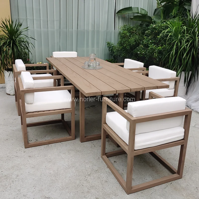 Panlabas na Teak Wood Sets Restaurant Dining Set