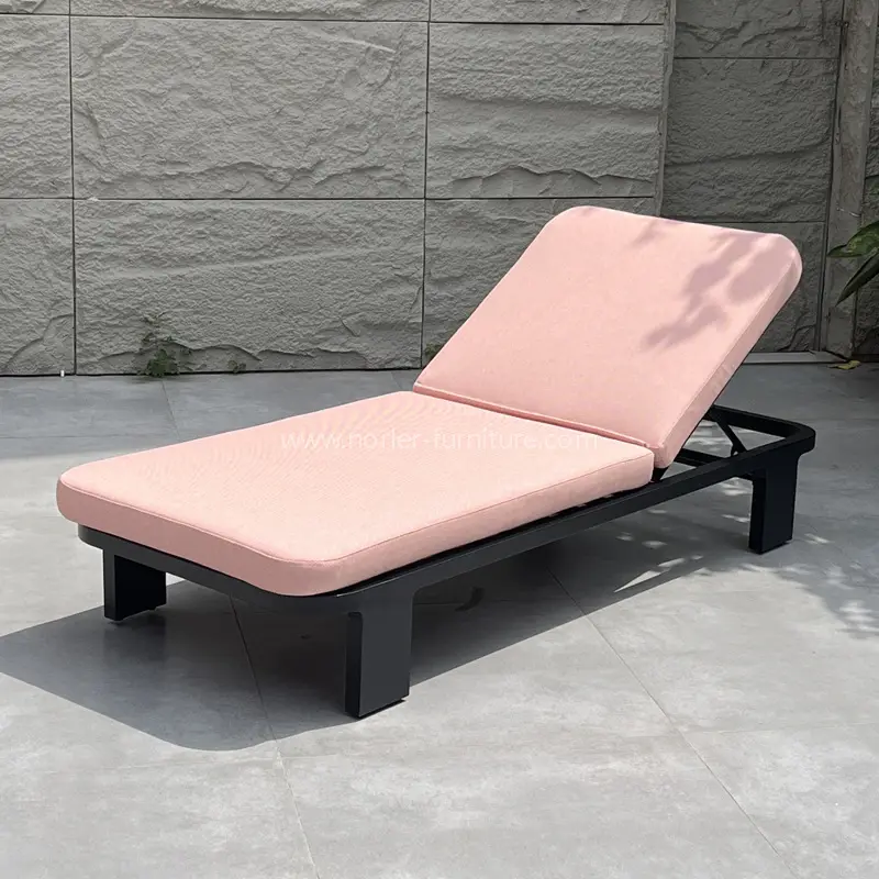 Panlabas na hindi tinatagusan ng kulay rosas na aluminyo frame sun lounger